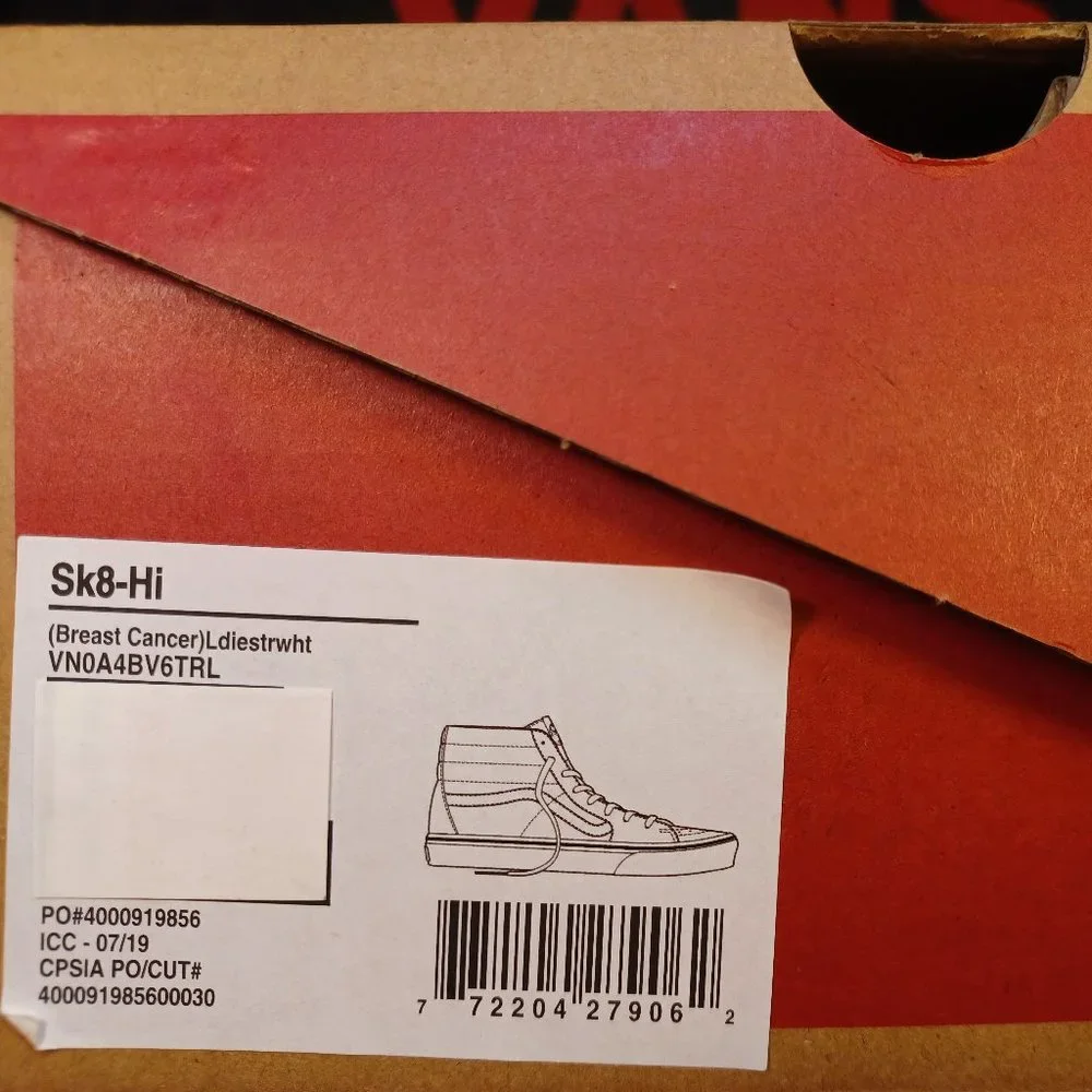 Vans Men's 5/Women's 6.5 Breast Cancer Awareness Sk8-Hi VN0A4BV6TRL